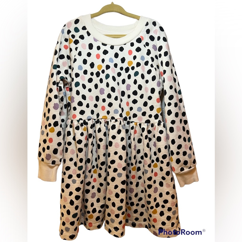Girls Hanna Andersson long sleeve polka dot dress, Size 5